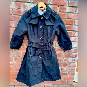 Doki geki black trench coat jacket belted size small mid length